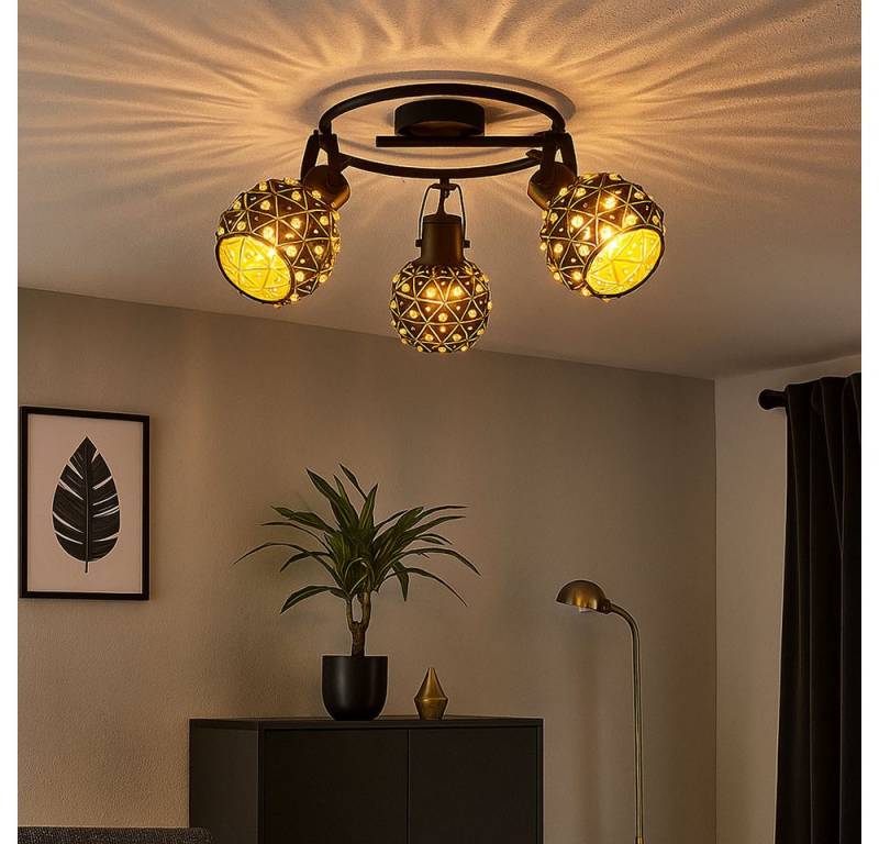 GLOBO LIGHTING LED Deckenleuchte, Leuchtmittel inklusive, Warmweiß, Deckenleuchte Deckenstrahler LED warmweiß Kristalle schwarz 3 flammig von GLOBO LIGHTING
