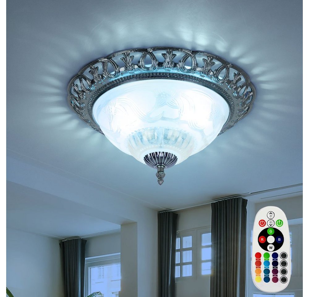 GLOBO LIGHTING LED Deckenleuchte, Leuchtmittel inklusive, Warmweiß, Farbwechsel, Landhaus Stil Decken Lampe Blumen Glas Leuchte Dimmer GLOBO LIGHTING LED Deckenleuchte, Leuchtmittel inklusive, Warmweiß, Farbwechsel, Landhaus Stil Decken Lampe Blumen Glas Leuchte Dimmer von GLOBO LIGHTING