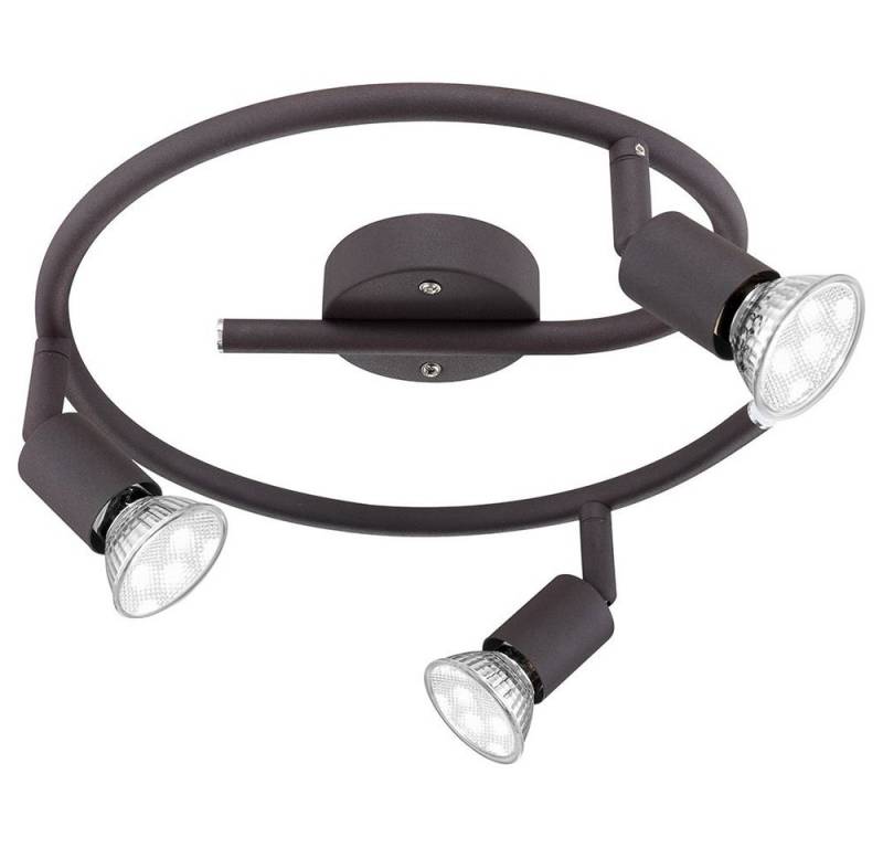 GLOBO LIGHTING LED Deckenleuchte, Leuchtmittel inklusive, Warmweiß, LED Deckenleuchte Wohnzimmerlampe 3 Flammig Spots beweglich rostfarben von GLOBO LIGHTING