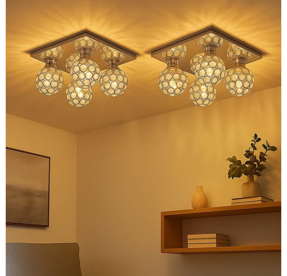 GLOBO LIGHTING LED Deckenleuchte, Leuchtmittel nicht inklusive, 2x Deckenleuchte Metall Spiegel Kugel Metallgeflecht-Kugel Deckenlampe von GLOBO LIGHTING