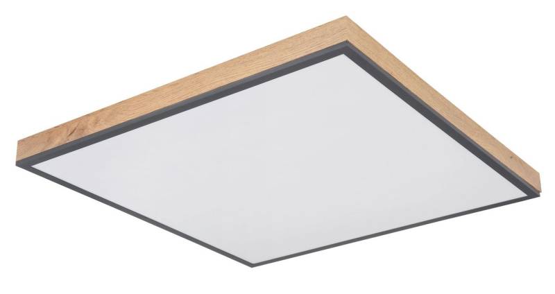 GLOBO LIGHTING LED Deckenleuchte DORO, LED fest integriert, Warmweiß, Quadratische Deckenlampe, 3000 Kelvin, Wohnzimmer, Holzoptik, Eiche von GLOBO LIGHTING