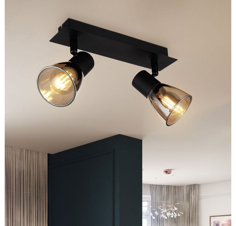 GLOBO LIGHTING LED Deckenspot, Leuchtmittel nicht inklusive, Deckenlampe Wohnzimmerlampe Holz Metall Glas 2-Flammig schwarz matt GLOBO LIGHTING LED Deckenspot, Leuchtmittel nicht inklusive, Deckenlampe Wohnzimmerlampe Holz Metall Glas 2-Flammig schwarz matt von GLOBO LIGHTING