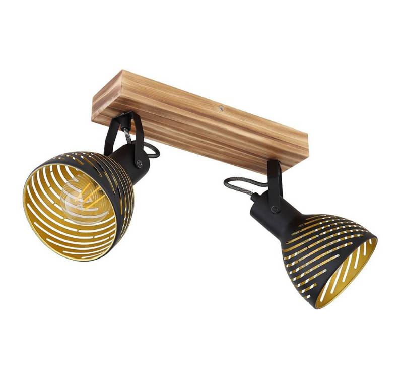 GLOBO LIGHTING LED Deckenspot, Leuchtmittel nicht inklusive, Deckenleuchte Deckenlampe verstellbar Spotleuchte schwarz gold Holz von GLOBO LIGHTING