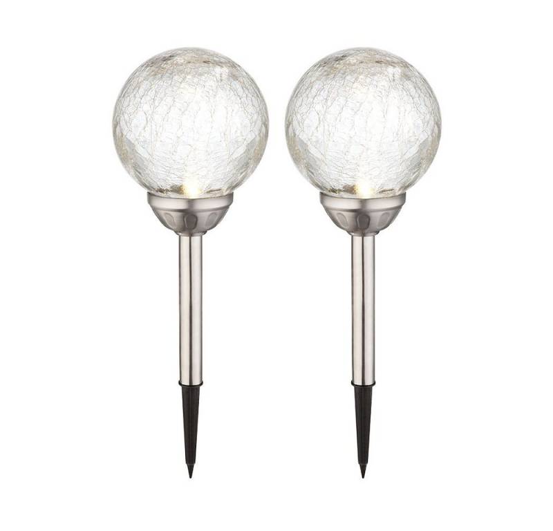 GLOBO LIGHTING LED Gartenleuchte, LED-Leuchtmittel fest verbaut, Farbwechsel, 2er Set RGB LED Solar Leuchten Steck Lampen Beleuchtungen Glas Kugel von GLOBO LIGHTING