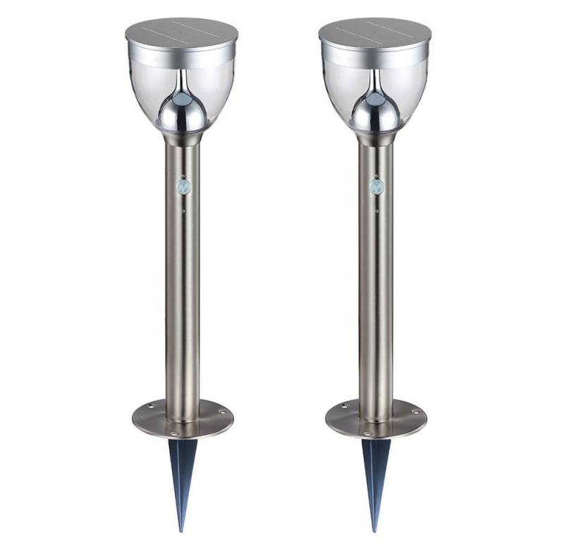 GLOBO LIGHTING LED Gartenleuchte, LED-Leuchtmittel fest verbaut, Solar Gartenleuchte Bewegungsmelder LED Wegleuchte Außenlampe 2er Set von GLOBO LIGHTING