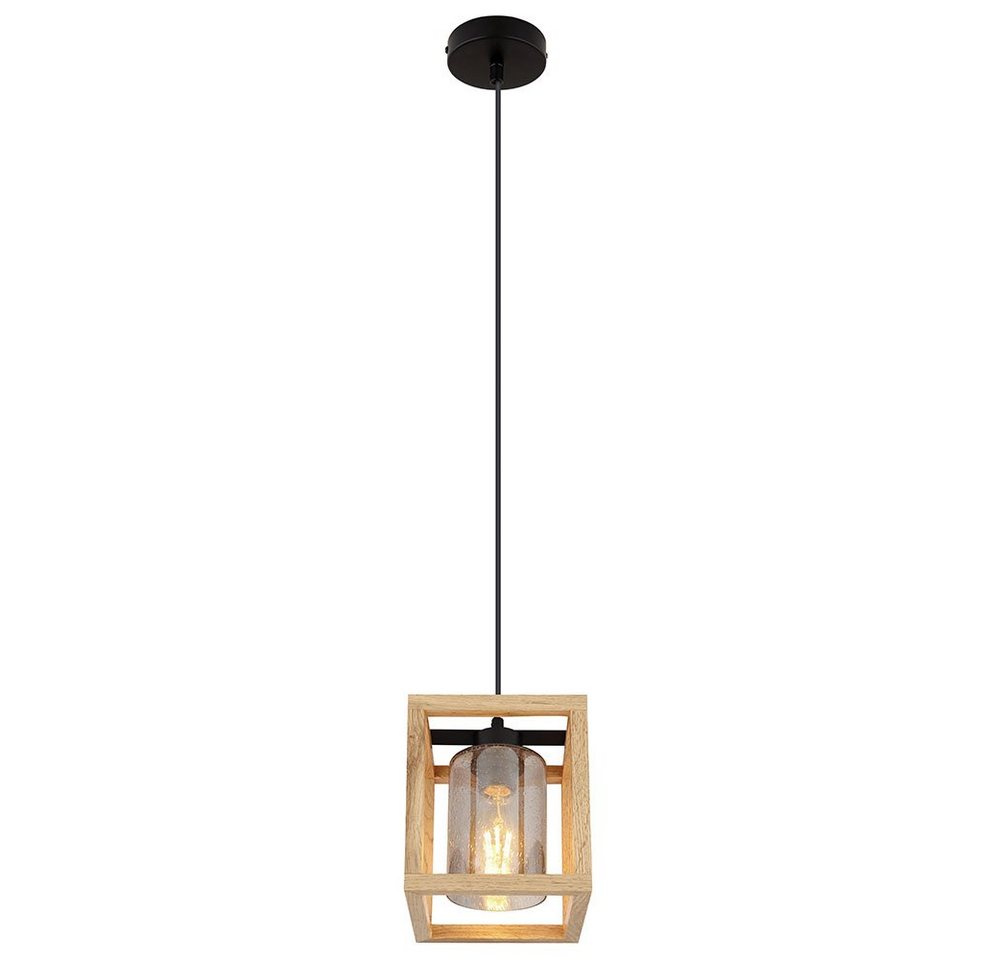 GLOBO LIGHTING LED-Hängeleuchte, Leuchtmittel inklusive, Warmweiß, LED Hängelampe Pendelleuchte Glas mit Luftblasen braun schwarz H 120cm von GLOBO LIGHTING