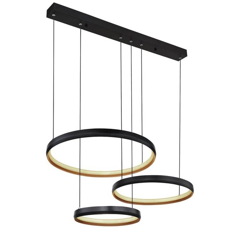 GLOBO LIGHTING LED-Hängeleuchte, LED-Leuchtmittel fest verbaut, Warmweiß, Neutralweiß, Tageslichtweiß, Hängelampe Esszimmerleuchte Fernbedienung LED Ringe dimmbar schwarz von GLOBO LIGHTING