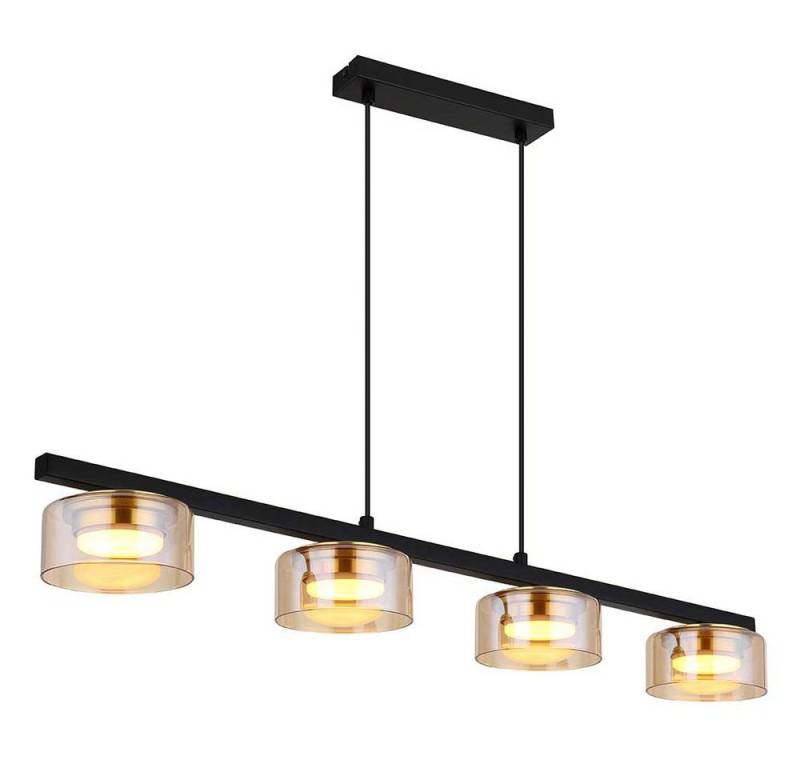 GLOBO LIGHTING LED-Hängeleuchte, LED-Leuchtmittel fest verbaut, Warmweiß, Hängeleuchte Esstischlampe Pendelleuchte LED Glas amber gold von GLOBO LIGHTING