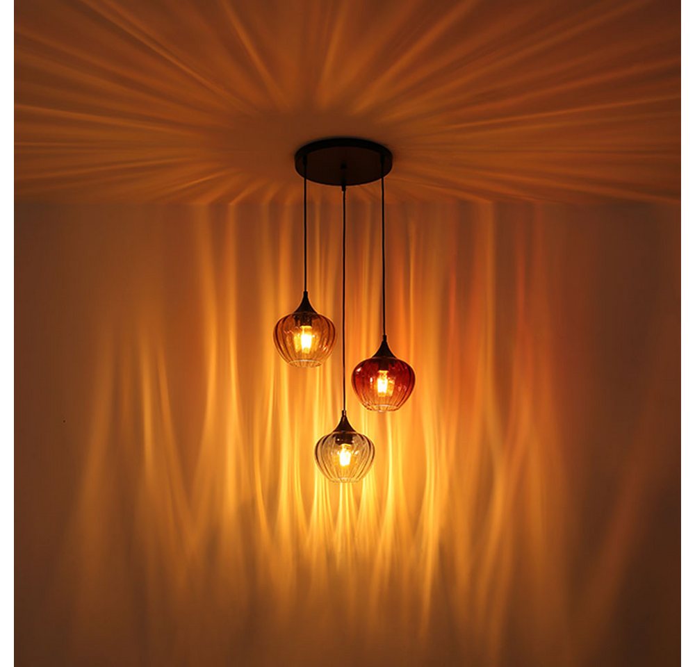 GLOBO LIGHTING LED Pendelleuchte, Leuchtmittel inklusive, Warmweiß, Hängeleuchte Pendelleuchte Esszimmerlampe 3x LED Glas rot blau amber von GLOBO LIGHTING