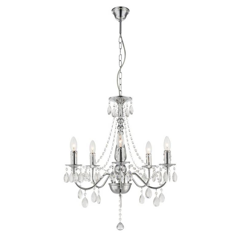 GLOBO LIGHTING Kronleuchter, Leuchtmittel inklusive, Warmweiß, LED Kronleuchter Esszimmerleuchte 5 Flammig Acrylkristalle H 143 cm von GLOBO LIGHTING