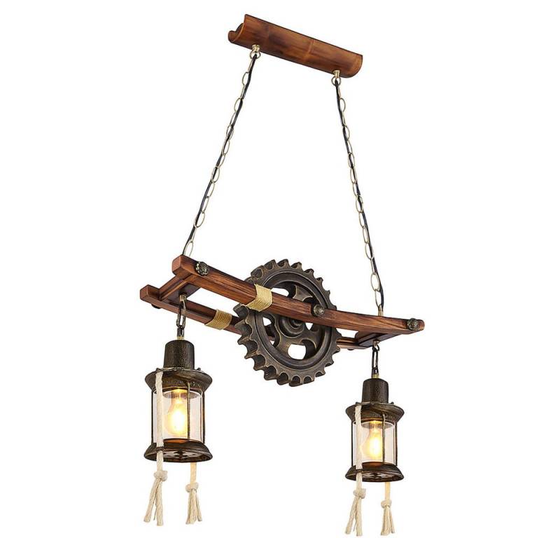 GLOBO LIGHTING LED Pendelleuchte, Leuchtmittel inklusive, Warmweiß, LED Steampunk Hängelampe Vintage Industrial Pendelleuchte Holz von GLOBO LIGHTING