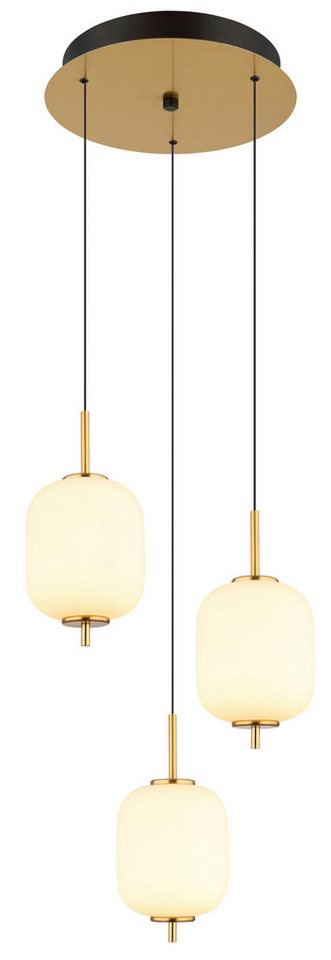 GLOBO LIGHTING LED Pendelleuchte EWALD, LED fest integriert, Warmweiß, Hängelampe/Hängeleuchte/Glas opal/höhenverstellbar/messingfarben von GLOBO LIGHTING