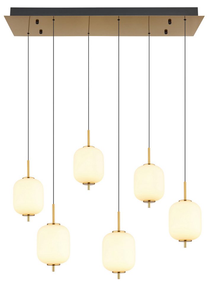 GLOBO LIGHTING LED Pendelleuchte EWALD, LED fest integriert, Warmweiß, Hängelampe/Hängeleuchte/Glas opal/höhenverstellbar/messingfarben von GLOBO LIGHTING