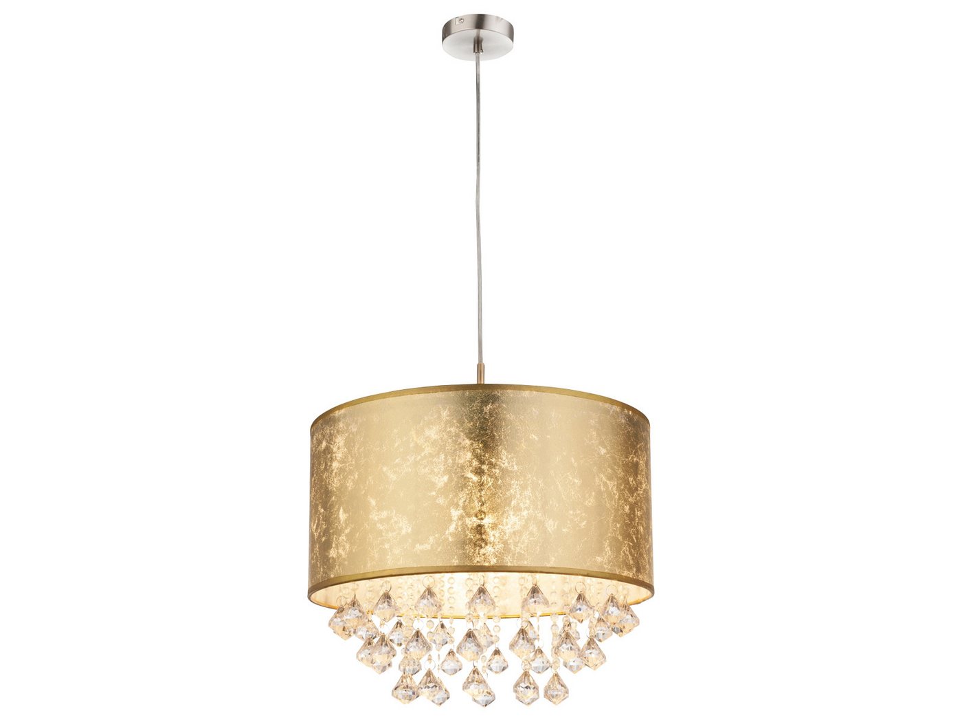 GLOBO LIGHTING LED Pendelleuchte Stoff mit Acryl Kristall Behang Ø 40cm, Dimmfunktion, LED wechselbar, warmweiß, hängend besondere Hängelampe einflammig mit Lampenschirm in Goldoptik GLOBO LIGHTING LED Pendelleuchte Stoff mit Acryl Kristall Behang Ø 40cm, Dimmfunktion, LED wechselbar, warmweiß, hängend besondere Hängelampe einflammig mit Lampenschirm in Goldoptik von GLOBO LIGHTING