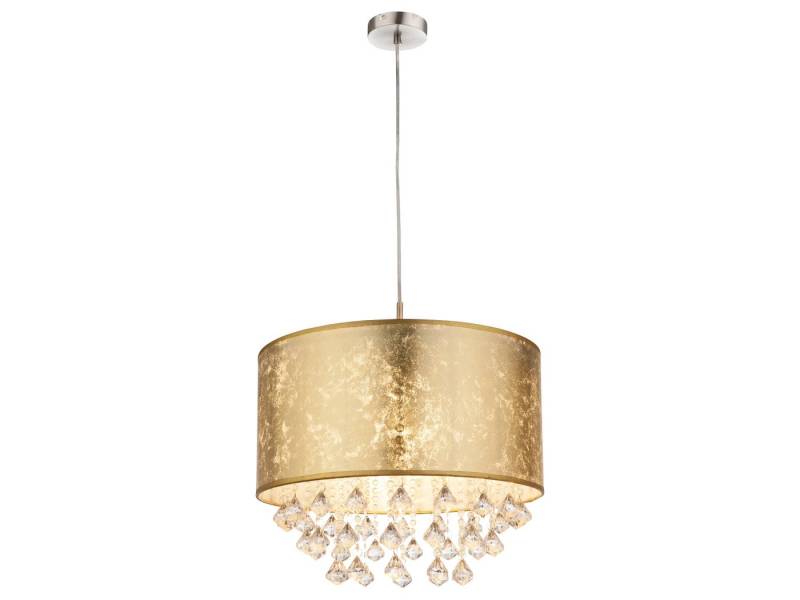 GLOBO LIGHTING LED Pendelleuchte Stoff mit Acryl Kristall Behang Ø 40cm, Dimmfunktion, LED wechselbar, warmweiß, hängend besondere Hängelampe einflammig mit Lampenschirm in Goldoptik GLOBO LIGHTING LED Pendelleuchte Stoff mit Acryl Kristall Behang Ø 40cm, Dimmfunktion, LED wechselbar, warmweiß, hängend besondere Hängelampe einflammig mit Lampenschirm in Goldoptik von GLOBO LIGHTING