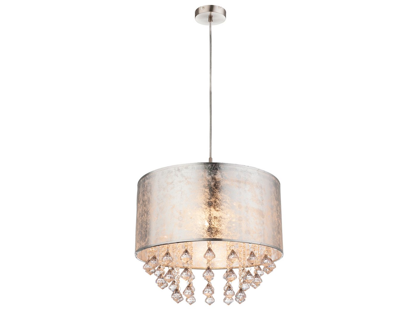 GLOBO LIGHTING LED Pendelleuchte Stoff mit Acryl Kristall Behang Ø 40cm, Dimmfunktion, LED wechselbar, warmweiß, hängend besondere Hängelampe einflammig mit Lampenschirm in Silber GLOBO LIGHTING LED Pendelleuchte Stoff mit Acryl Kristall Behang Ø 40cm, Dimmfunktion, LED wechselbar, warmweiß, hängend besondere Hängelampe einflammig mit Lampenschirm in Silber von GLOBO LIGHTING