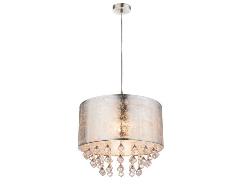 GLOBO LIGHTING LED Pendelleuchte Stoff mit Acryl Kristall Behang Ø 40cm, Dimmfunktion, LED wechselbar, warmweiß, hängend besondere Hängelampe einflammig mit Lampenschirm in Silber GLOBO LIGHTING LED Pendelleuchte Stoff mit Acryl Kristall Behang Ø 40cm, Dimmfunktion, LED wechselbar, warmweiß, hängend besondere Hängelampe einflammig mit Lampenschirm in Silber von GLOBO LIGHTING