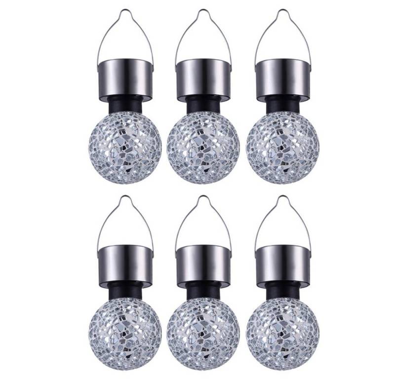 GLOBO LIGHTING LED Solarleuchte, LED-Leuchtmittel fest verbaut, 6er Set Solar Hänge Leuchten rund Garten Kugel Lampen Spiegel von GLOBO LIGHTING