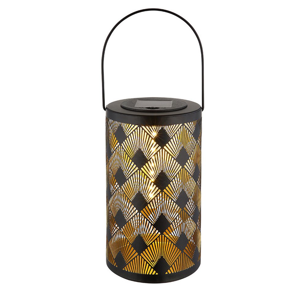 GLOBO LIGHTING LED Solarleuchte, LED-Leuchtmittel fest verbaut, Warmweiß, Solarleuchte LED Laterne Außenleuchte Gold Schwarz Feuer-Effekt IP44 H von GLOBO LIGHTING