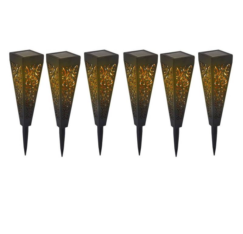 GLOBO LIGHTING LED Solarleuchte, LED-Leuchtmittel fest verbaut, Warmweiß, 6er Set LED Solar Steck Leuchten Außen Erdspieß Garten Strahler von GLOBO LIGHTING