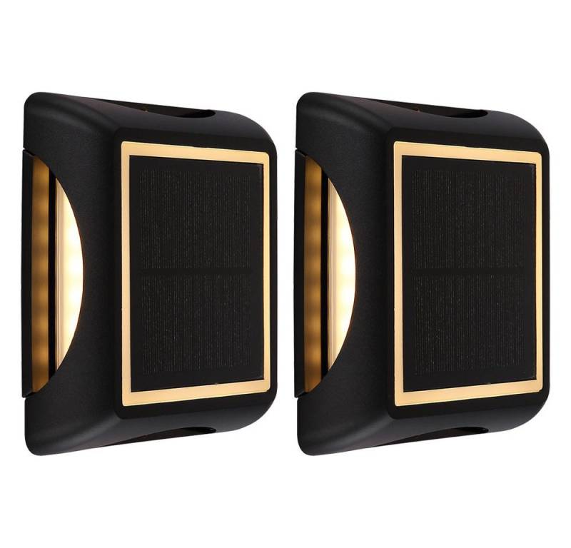 GLOBO LIGHTING LED Solarleuchte, LED-Leuchtmittel fest verbaut, Warmweiß, Bodenstrahler LED Solarleuchten Wandlampe 3-Stufendimmer IP65 2er Set von GLOBO LIGHTING