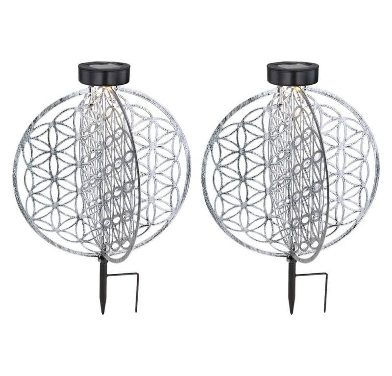 GLOBO LIGHTING LED Solarleuchte, LED-Leuchtmittel fest verbaut, Warmweiß, Solar Kugel Antik Gartenlampe Solar orientalisch Solarleuchte 2x von GLOBO LIGHTING