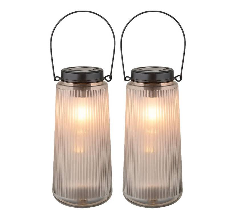 GLOBO LIGHTING LED Solarleuchte, LED-Leuchtmittel fest verbaut, Warmweiß, Solarlampe Außenleuchte Gartendeko LED Laterne Balkonleuchte 2x von GLOBO LIGHTING