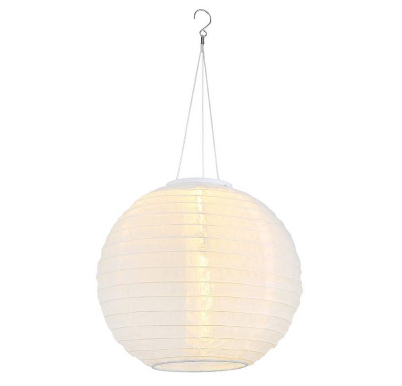 GLOBO LIGHTING LED Solarleuchte, LED-Leuchtmittel fest verbaut, Warmweiß, Solarlampe Außenleuchte Lampion Gartenlampe Hängeleuchte weiß LED 30cm von GLOBO LIGHTING
