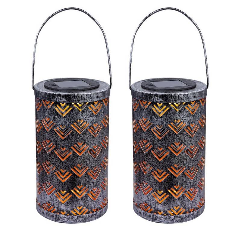 GLOBO LIGHTING LED Solarleuchte, LED-Leuchtmittel fest verbaut, Warmweiß, Solarleuchte Laterne Außenleuchte LED Lichteffekt silber antik 2x von GLOBO LIGHTING