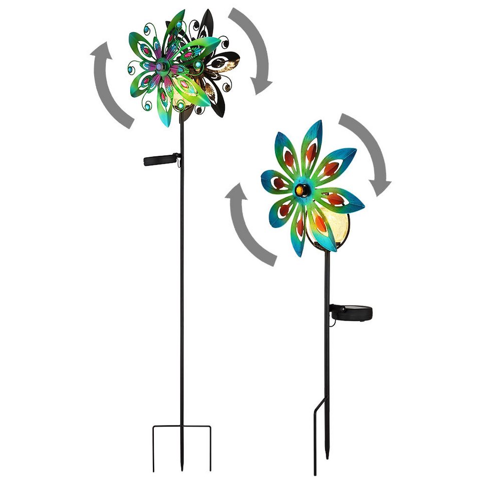 GLOBO LIGHTING LED Solarleuchte, LED-Leuchtmittel fest verbaut, Warmweiß, Solarleuchte Windrad Außenlampe Erdspieß Gartenlampe LED Blume bunt 2x GLOBO LIGHTING LED Solarleuchte, LED-Leuchtmittel fest verbaut, Warmweiß, Solarleuchte Windrad Außenlampe Erdspieß Gartenlampe LED Blume bunt 2x von GLOBO LIGHTING