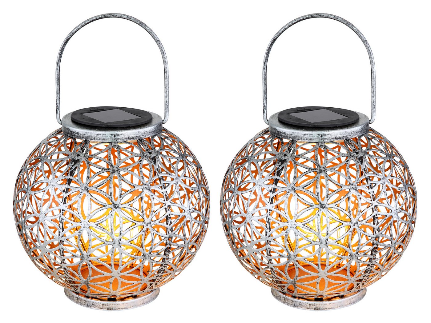 GLOBO LIGHTING LED Solarleuchte, LED fest integriert, warmweiß, 2er Set Ausgefallene Solar-kugel Laternen für Garten & Balkon, Ø20cm von GLOBO LIGHTING