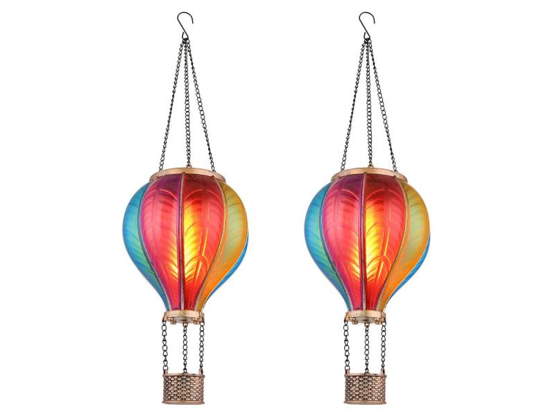 GLOBO LIGHTING LED Solarleuchte, LED fest integriert, warmweiß, 2er Set Solar-ballon ausgefallene Solar-laterne Outdoor, Höhe 46,5cm von GLOBO LIGHTING