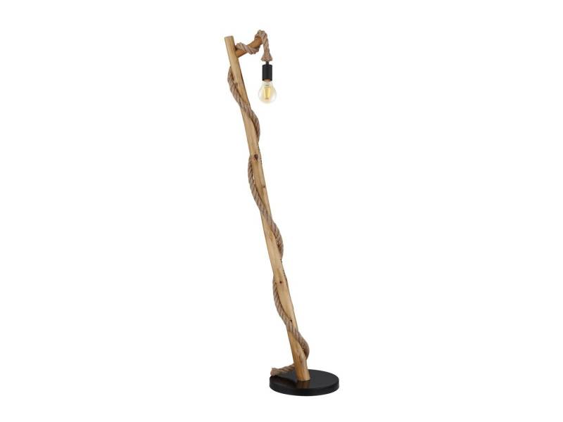 GLOBO LIGHTING LED Stehlampe, Dimmfunktion, LED wechselbar, Warmweiß, ausgefallen-e mit Holz-stamm rustikal & Seil für Ecke dimmbar H: 150cm von GLOBO LIGHTING