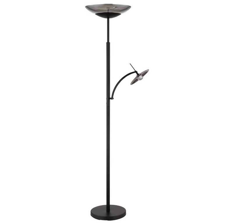 GLOBO LIGHTING LED Stehlampe, LED-Leuchtmittel fest verbaut, Warmweiß, LED Stehleuchte Deckenfluter dimmbar Metall Glas rauchfarben H 180 cm von GLOBO LIGHTING
