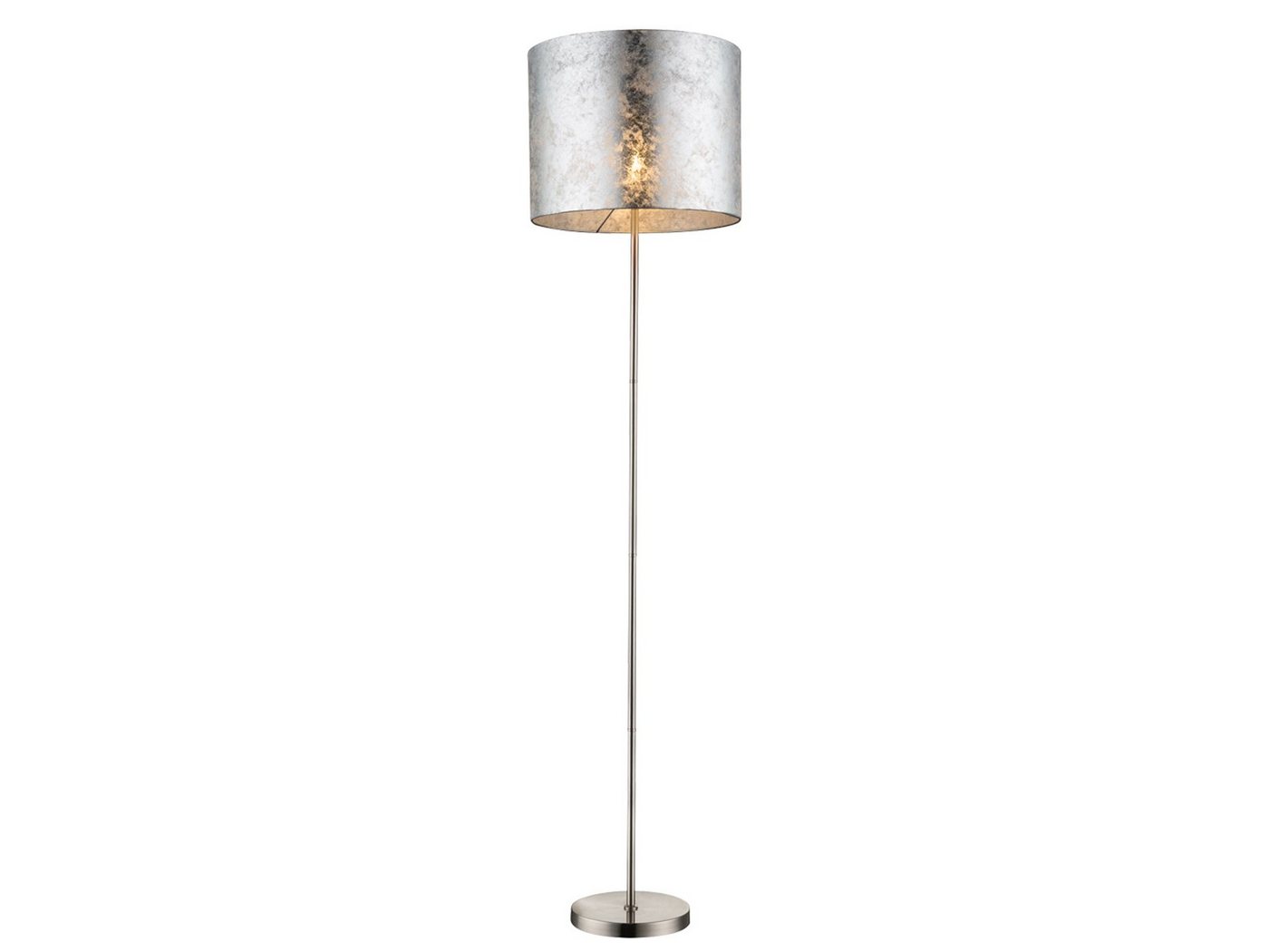 GLOBO LIGHTING LED Stehlampe, Leuchte ist über den Fußschalter dimmbar, LED wechselbar, warmweiß, ausgefallene moderne Designer-lampen Lampenschirm Stoff Silber H 160cm von GLOBO LIGHTING