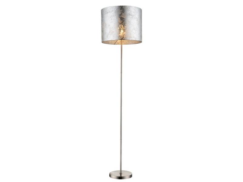 GLOBO LIGHTING LED Stehlampe, Leuchte ist über den Fußschalter dimmbar, LED wechselbar, warmweiß, ausgefallene moderne Designer-lampen Lampenschirm Stoff Silber H 160cm von GLOBO LIGHTING
