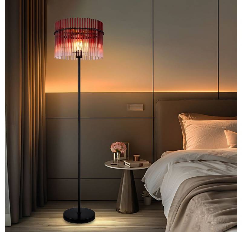 GLOBO LIGHTING LED Stehlampe, Leuchtmittel inklusive, Warmweiß, Stehleuchte Standlampe Glasstäbe LED rot brombeer Wohnzimmerlampe von GLOBO LIGHTING