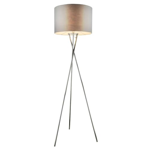 GLOBO LED Stehlampe Stativ Wohnzimmerleuchte Textil Standlampe grau Stehleuchte Schlafzimmer, Metall chrom, 9W 810lm warmweiß, DxH 54x160 cm GLOBO LED Stehlampe Stativ Wohnzimmerleuchte Textil Standlampe grau Stehleuchte Schlafzimmer, Metall chrom, 9W 810lm warmweiß, DxH 54x160 cm von GLOBO