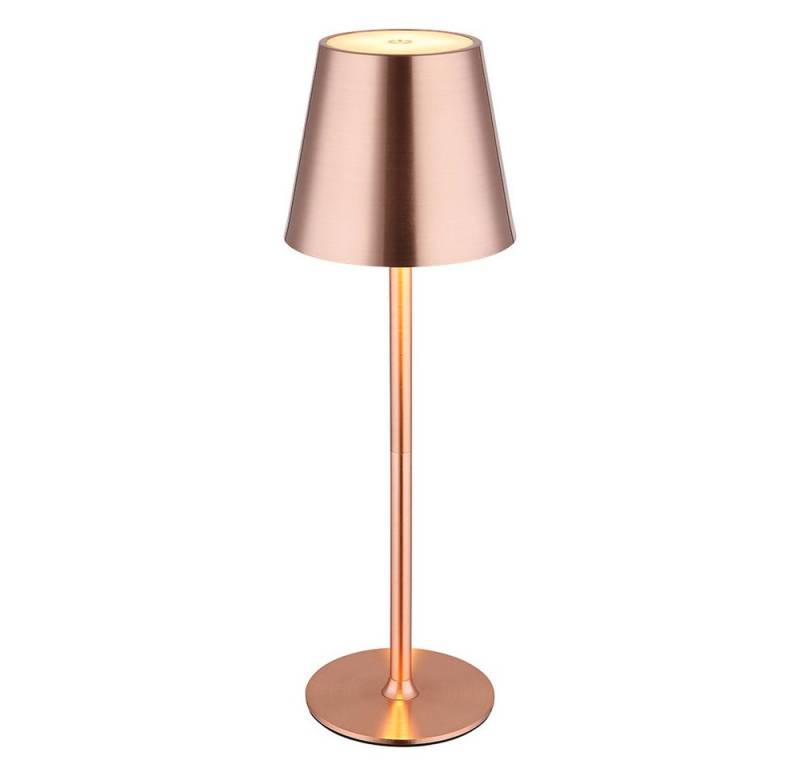 GLOBO LIGHTING LED Tischleuchte, LED-Leuchtmittel fest verbaut, Warmweiß, Tischlampe Außenleuchte LED Akku Touchdimmer IP44 opal Metall kupfer von GLOBO LIGHTING