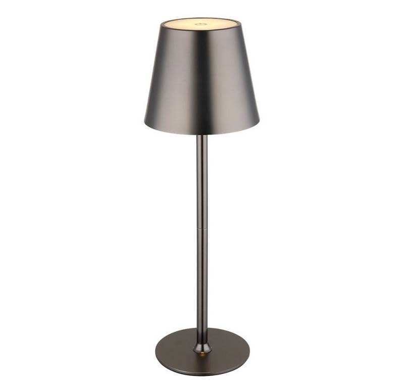 GLOBO LIGHTING LED Tischleuchte, LED-Leuchtmittel fest verbaut, Warmweiß, Tischlampe Außenleuchte LED Akku Touchdimmer IP44 opal schwarz chrom von GLOBO LIGHTING