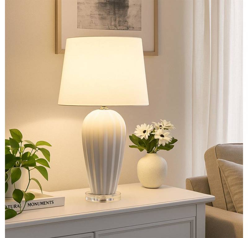 GLOBO LIGHTING LED Tischleuchte, Leuchtmittel inklusive, Warmweiß, Beistellleuchte Tischlampe Nachttischleuchte LED Textil Keramik weiß GLOBO LIGHTING LED Tischleuchte, Leuchtmittel inklusive, Warmweiß, Beistellleuchte Tischlampe Nachttischleuchte LED Textil Keramik weiß von GLOBO LIGHTING