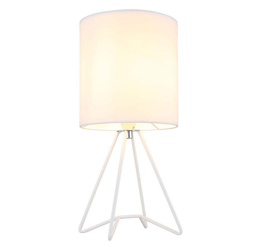 GLOBO LIGHTING LED Tischleuchte, Leuchtmittel inklusive, Warmweiß, LED Nachttischleuchte Tischlampe Beistellleuchte Textil Metall weiß GLOBO LIGHTING LED Tischleuchte, Leuchtmittel inklusive, Warmweiß, LED Nachttischleuchte Tischlampe Beistellleuchte Textil Metall weiß von GLOBO LIGHTING