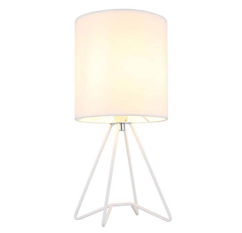 GLOBO LIGHTING LED Tischleuchte, Leuchtmittel inklusive, Warmweiß, LED Nachttischleuchte Tischlampe Beistellleuchte Textil Metall weiß von GLOBO LIGHTING