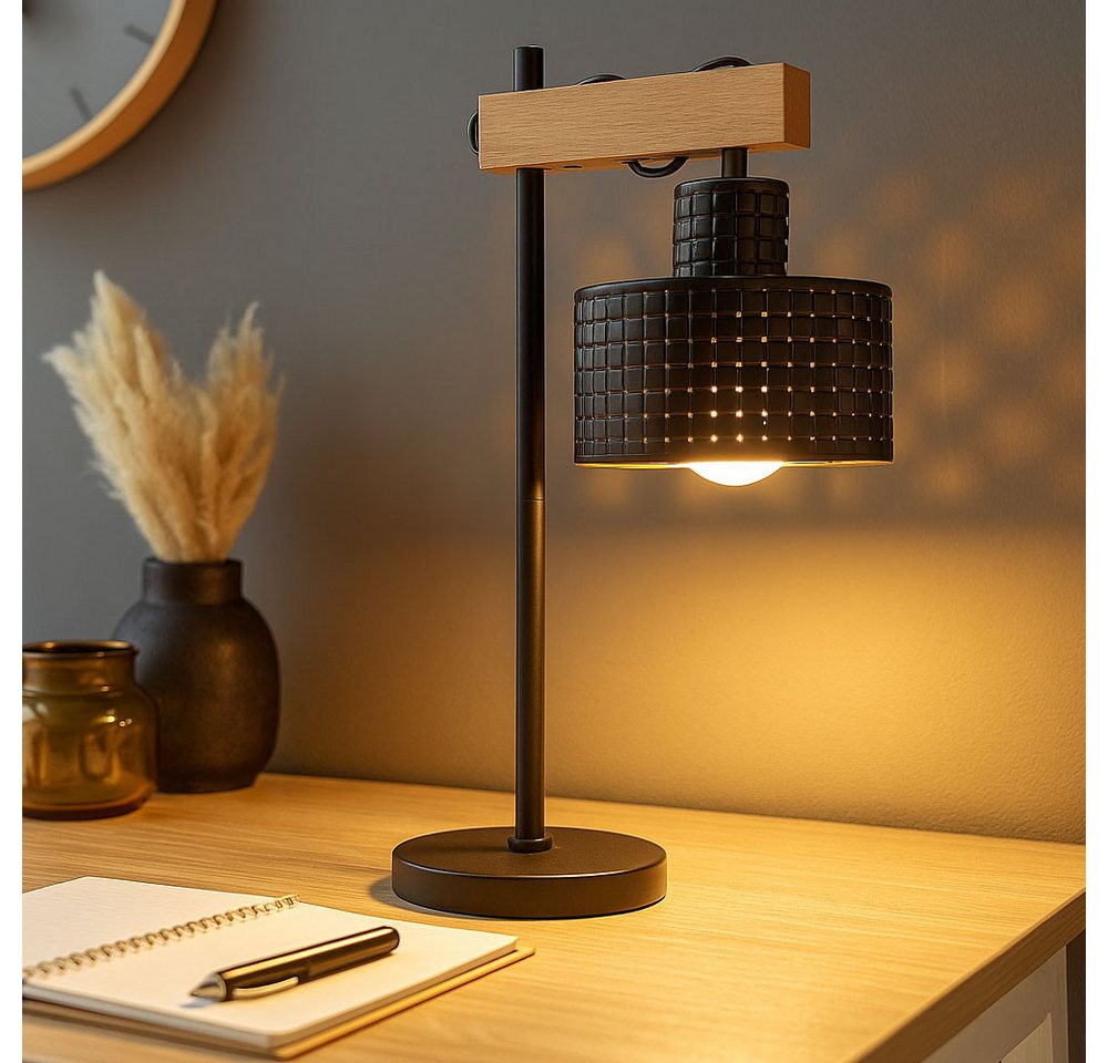 GLOBO LIGHTING LED Tischleuchte, Leuchtmittel inklusive, Warmweiß, LED Tischlampe Nachttischlampe Holz schwarz gold Höhenverstellbar GLOBO LIGHTING LED Tischleuchte, Leuchtmittel inklusive, Warmweiß, LED Tischlampe Nachttischlampe Holz schwarz gold Höhenverstellbar von GLOBO LIGHTING