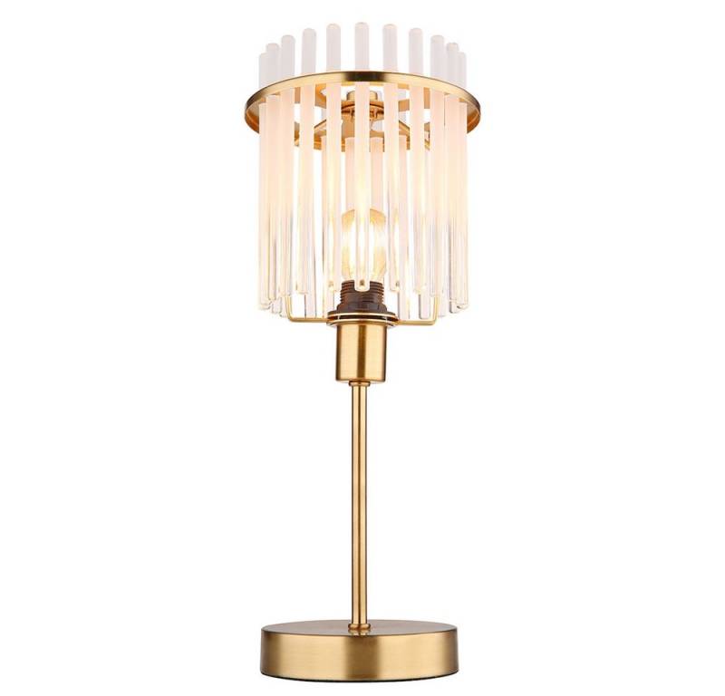 GLOBO LIGHTING LED Tischleuchte, Leuchtmittel inklusive, Warmweiß, LED Tischleuchte Glasstäbe Retro Beistellleuchte Nachttischlampe gold von GLOBO LIGHTING