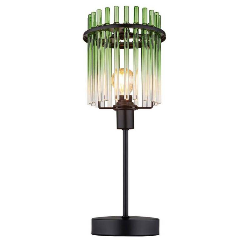 GLOBO LIGHTING LED Tischleuchte, Leuchtmittel inklusive, Warmweiß, LED Tischleuchte Glasstäbe Retro Beistellleuchte Nachttischlampe grün von GLOBO LIGHTING