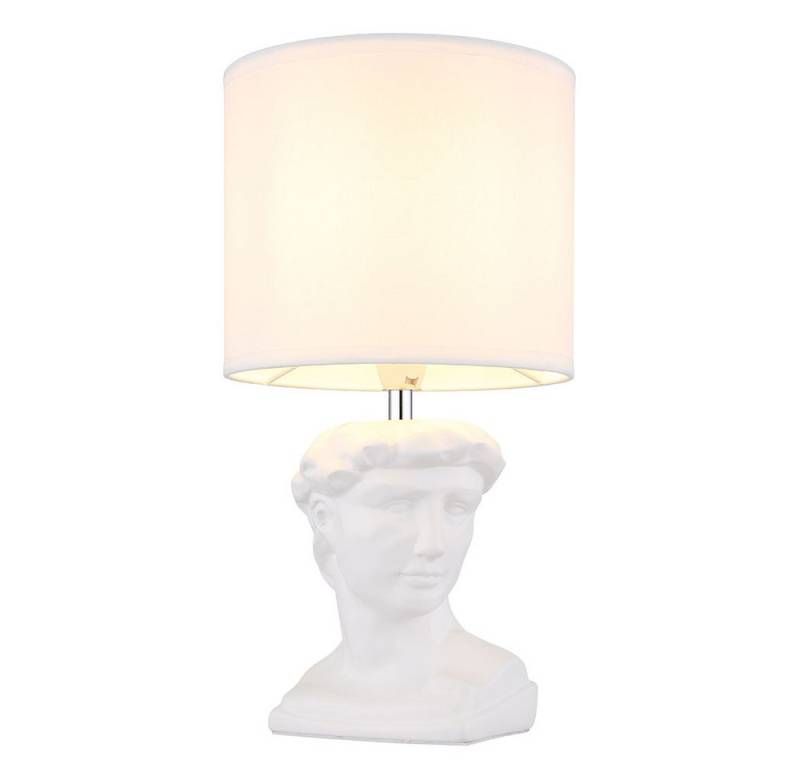GLOBO LIGHTING LED Tischleuchte, Leuchtmittel inklusive, Warmweiß, Tischlampe Beistellleuchte Textil Keramik Statue weiß Skulptur LED von GLOBO LIGHTING