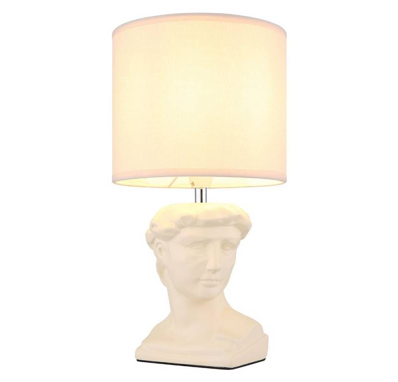 GLOBO LIGHTING LED Tischleuchte, Leuchtmittel inklusive, Warmweiß, Tischlampe Beistellleuchte Textil Keramik creme Statue Skulptur LED von GLOBO LIGHTING