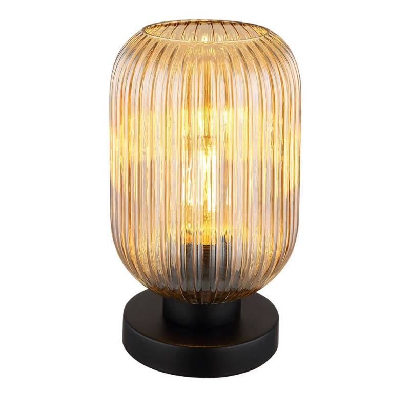 GLOBO LIGHTING LED Tischleuchte, Leuchtmittel inklusive, Warmweiß, Tischlampe Nachttischlampe Wohnzimmerlampe Retro Glas amber LED H 24cm von GLOBO LIGHTING