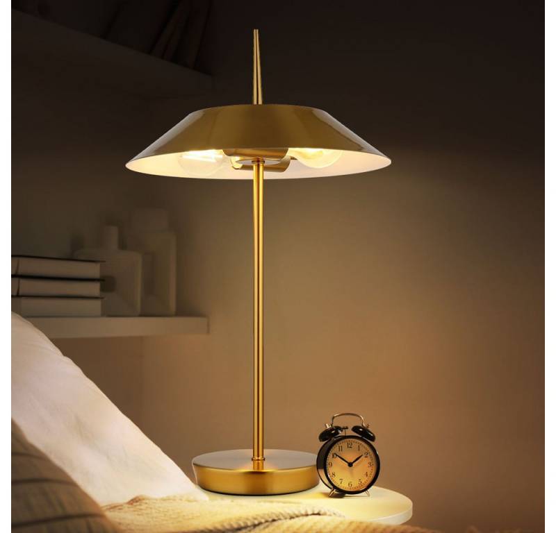 GLOBO LIGHTING LED Tischleuchte, Leuchtmittel inklusive, Warmweiß, Tischlampe Tischleuchte Leselampe LED Nachtischlampe messing matt 50cm von GLOBO LIGHTING